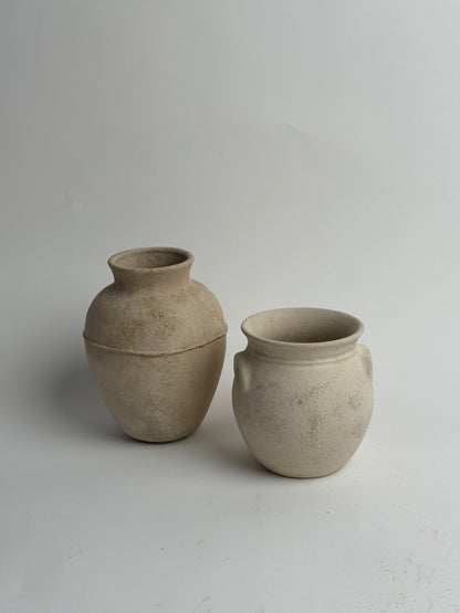 Up-Cycled | Line Detail Beige Stone Effect Vase