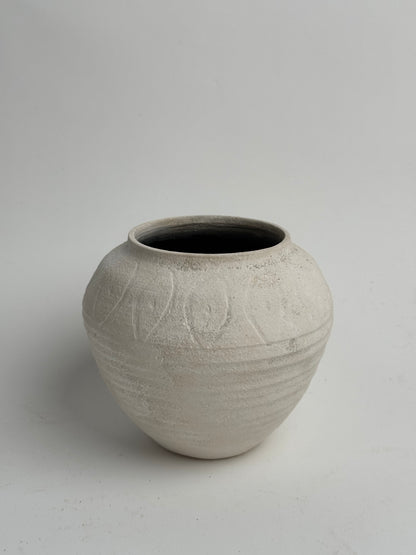 Up-Cycled | Round Neutral Tapered Pattern Vase