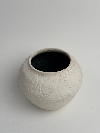 Up-Cycled | Round Neutral Tapered Pattern Vase