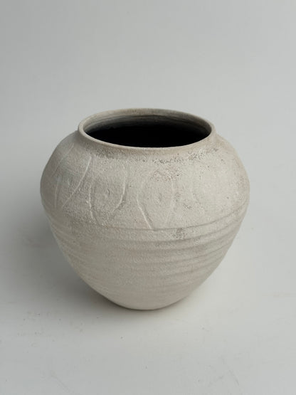 Up-Cycled | Round Neutral Tapered Pattern Vase