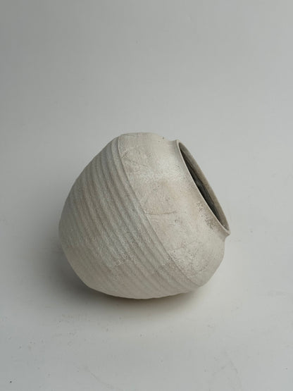 Up-Cycled | Round Neutral Tapered Pattern Vase