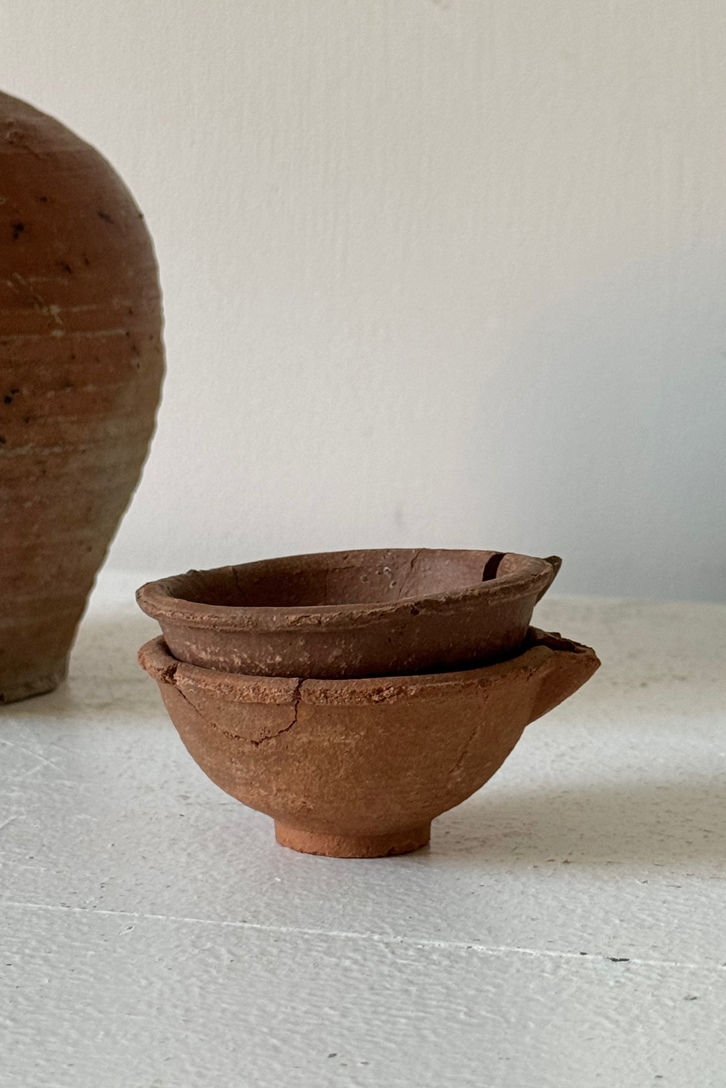 Pair of Small Terracotta Oil Lamps
