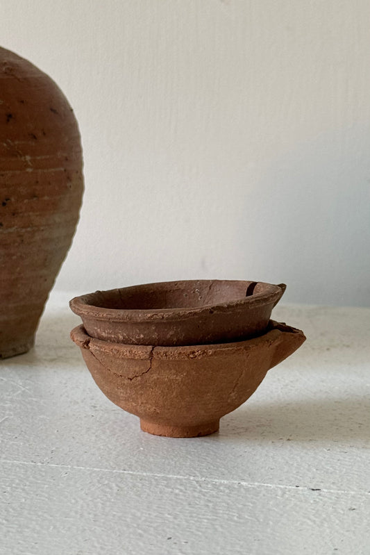 Pair of Small Terracotta Oil Lamps