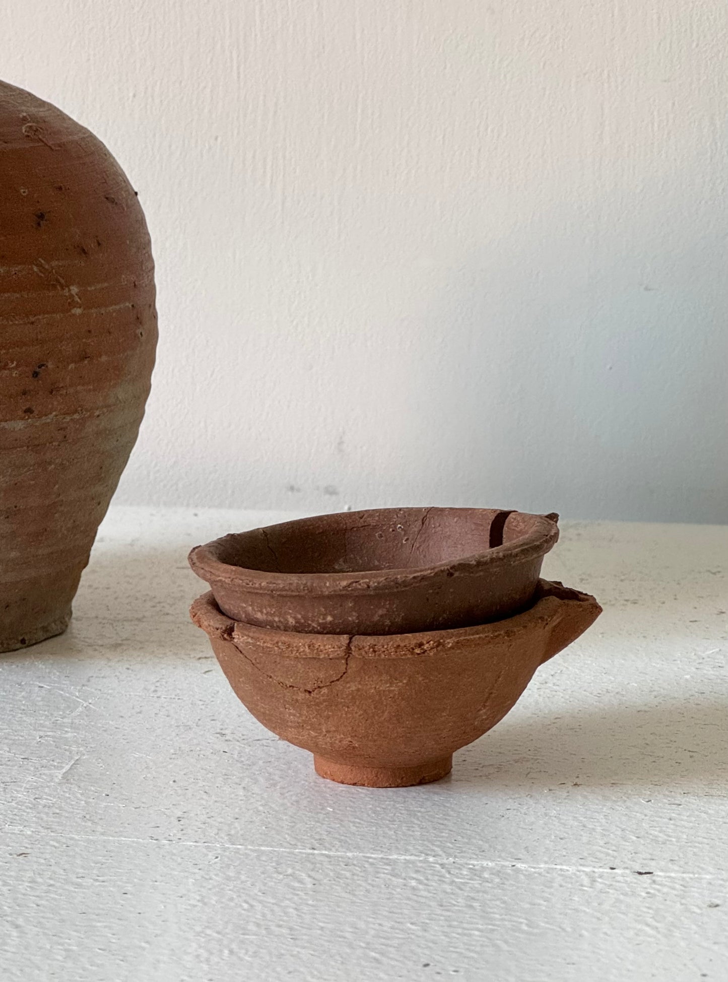 Pair of Small Terracotta Oil Lamps