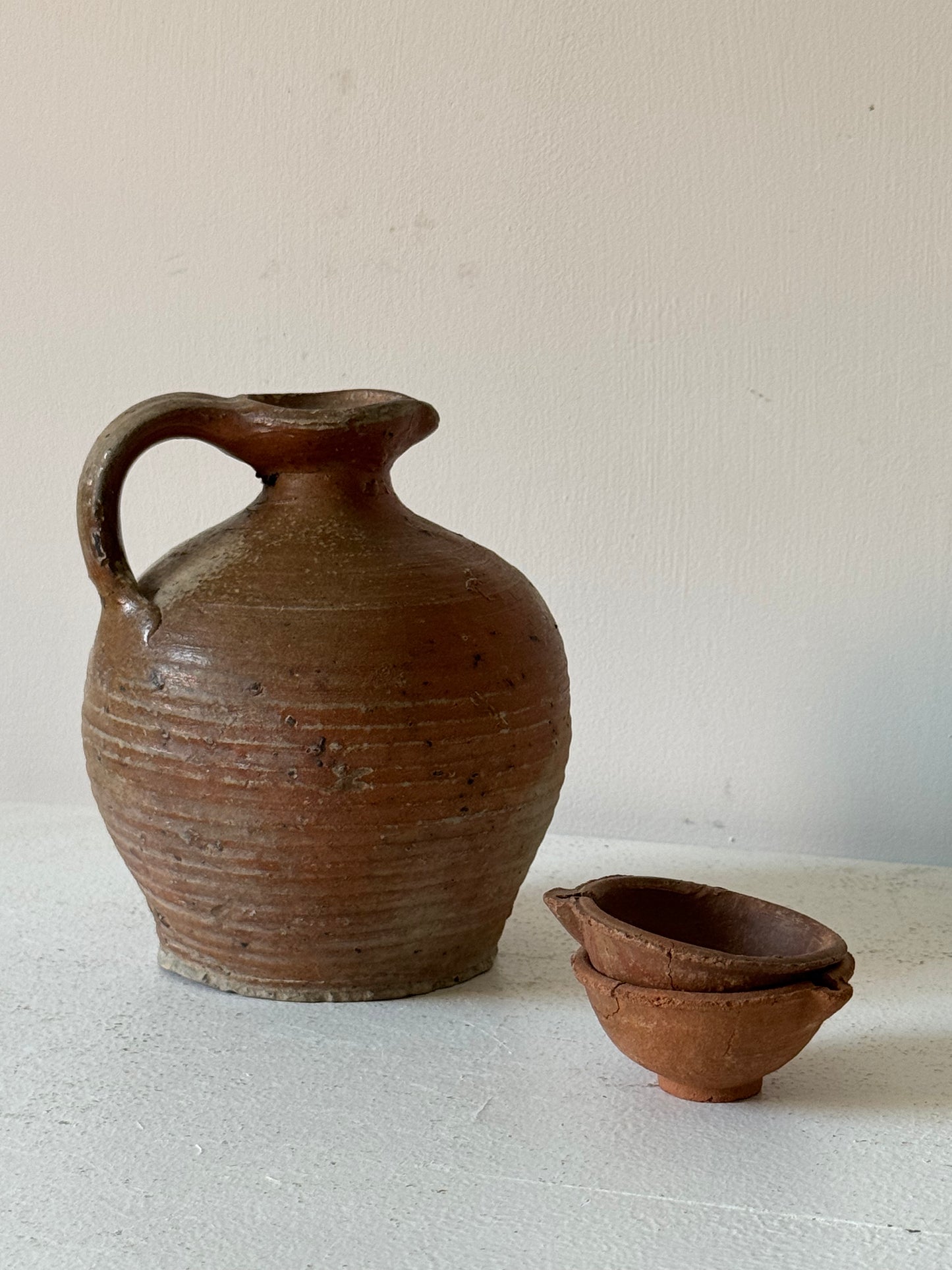 Pair of Small Terracotta Oil Lamps