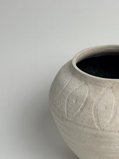 Up-Cycled | Round Neutral Tapered Pattern Vase