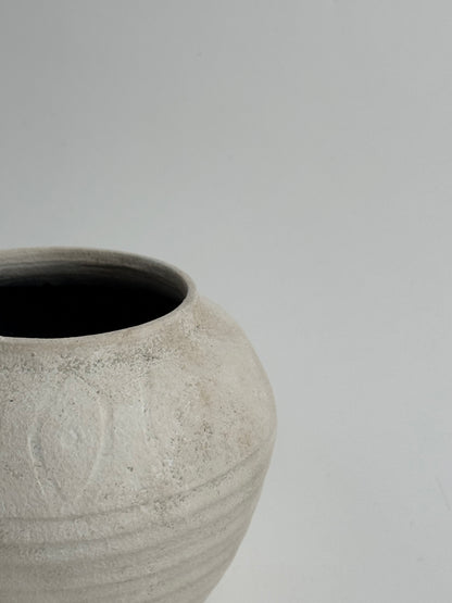 Up-Cycled | Round Neutral Tapered Pattern Vase