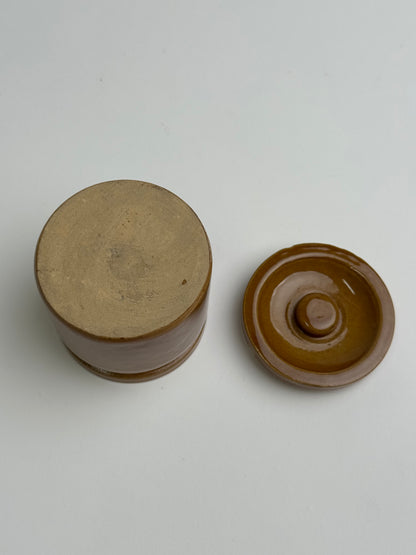 Vintage Mustard Brown Lidded Storage Jar