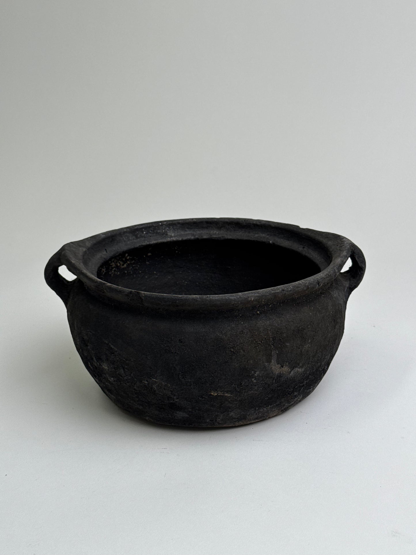 Vintage low rounded earthenware pot