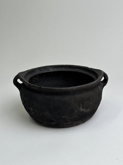 Vintage low rounded earthenware pot