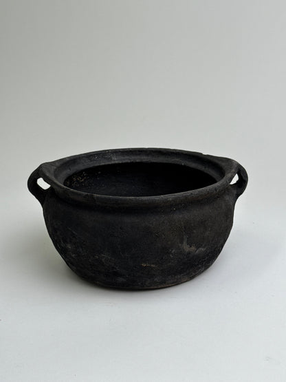 Vintage low rounded earthenware pot