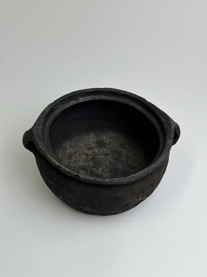 Vintage low rounded earthenware pot