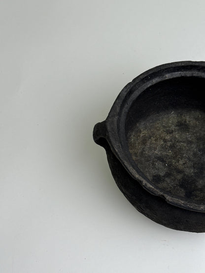 Vintage low rounded earthenware pot