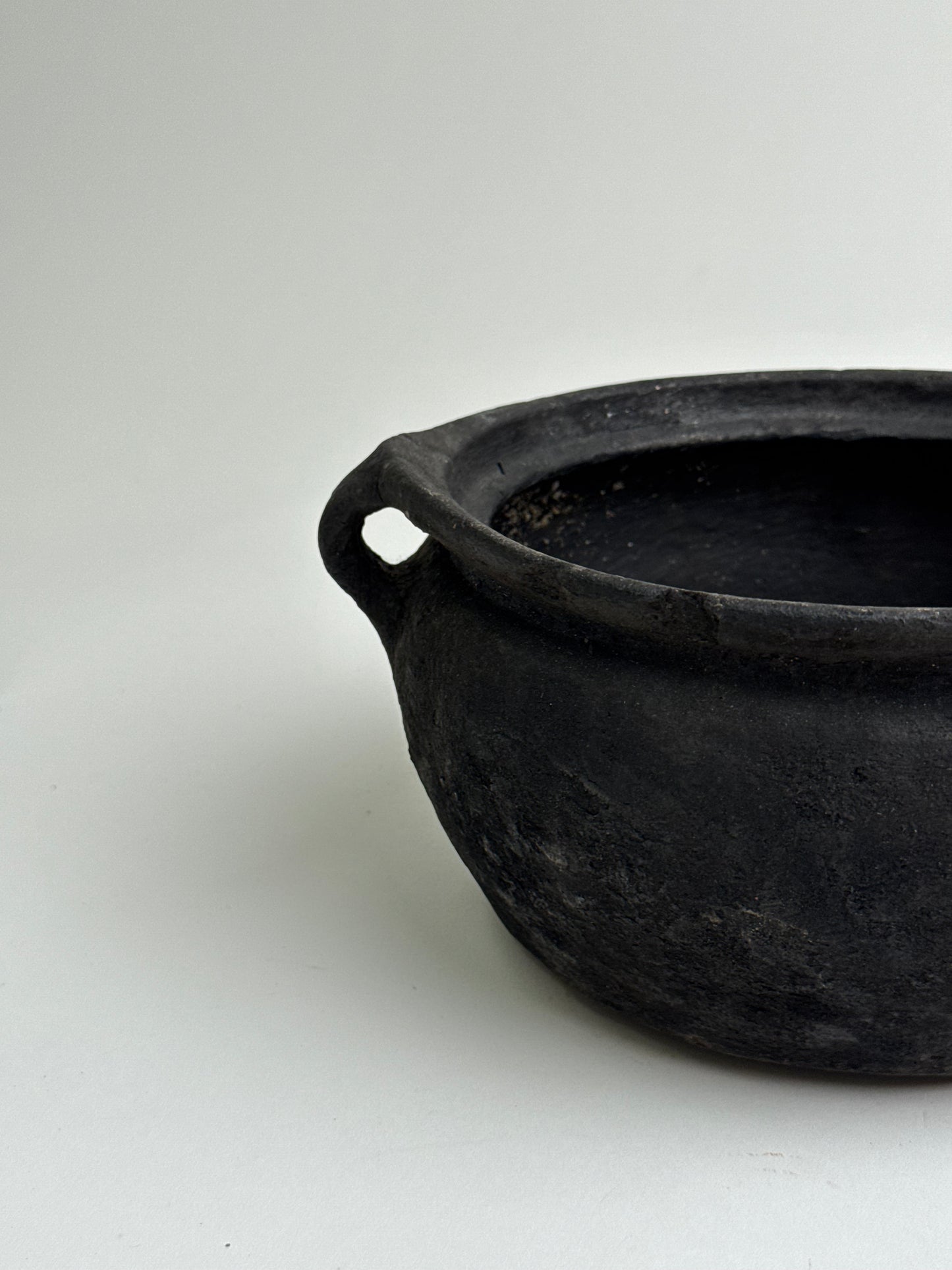 Vintage low rounded earthenware pot