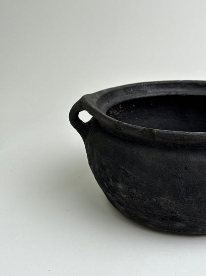 Vintage low rounded earthenware pot