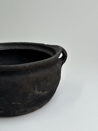 Vintage low rounded earthenware pot