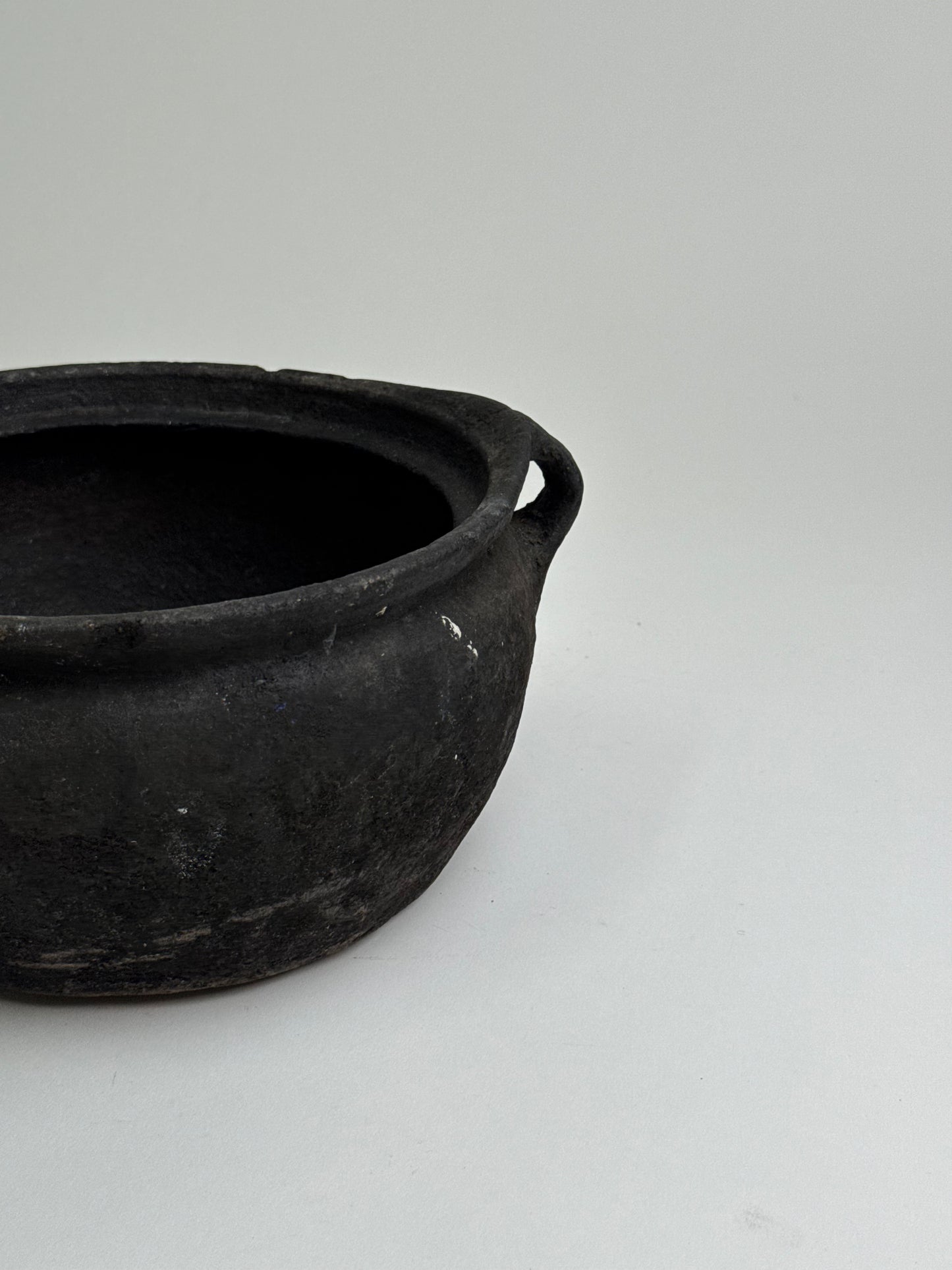 Vintage low rounded earthenware pot