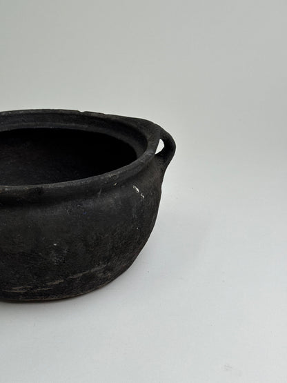 Vintage low rounded earthenware pot