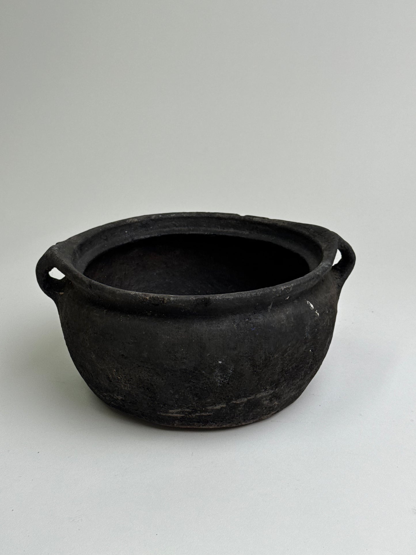 Vintage low rounded earthenware pot