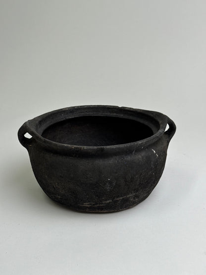 Vintage low rounded earthenware pot