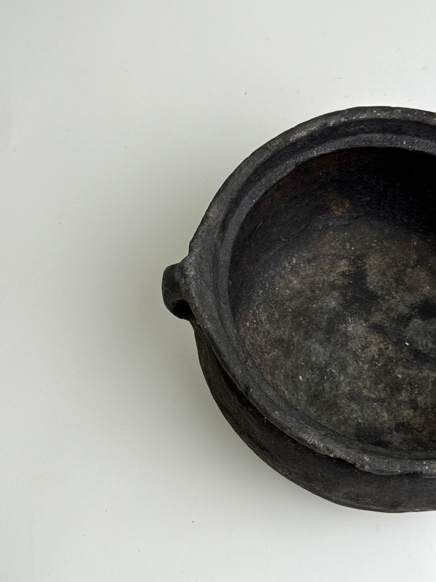 Vintage low rounded earthenware pot