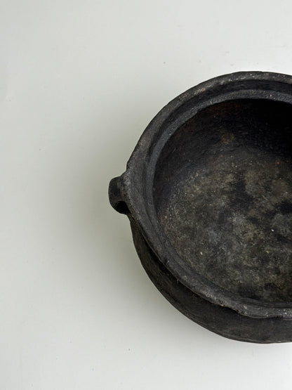 Vintage low rounded earthenware pot