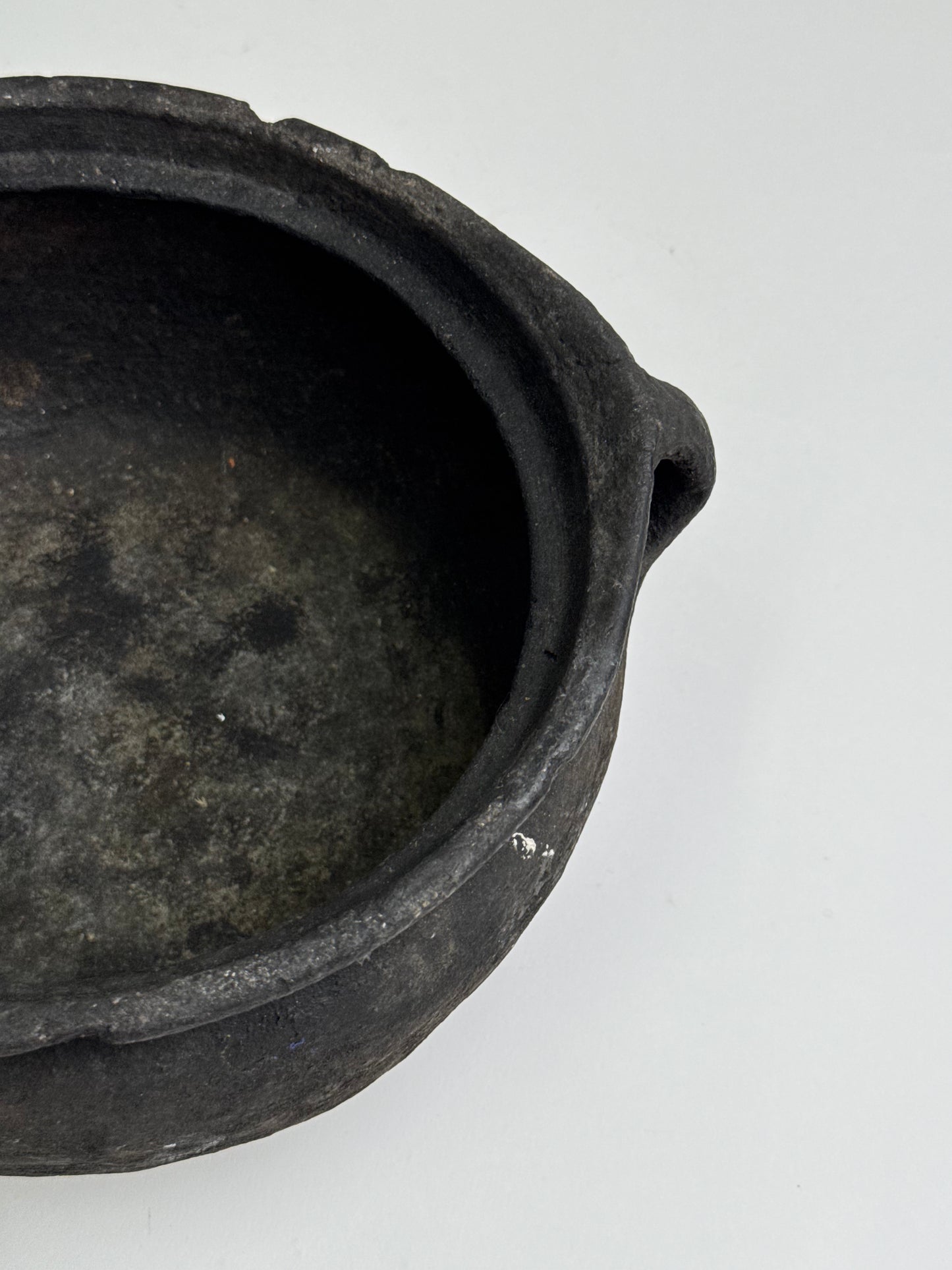 Vintage low rounded earthenware pot