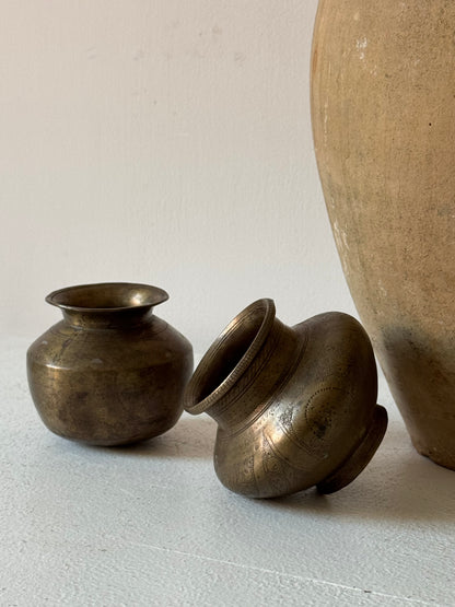 Small Vintage Brass Pots