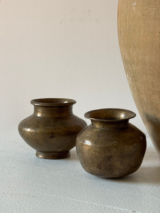 Small Vintage Brass Pots