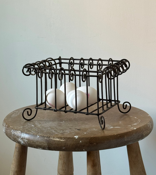Vintage Wrought Iron Footed Basket
