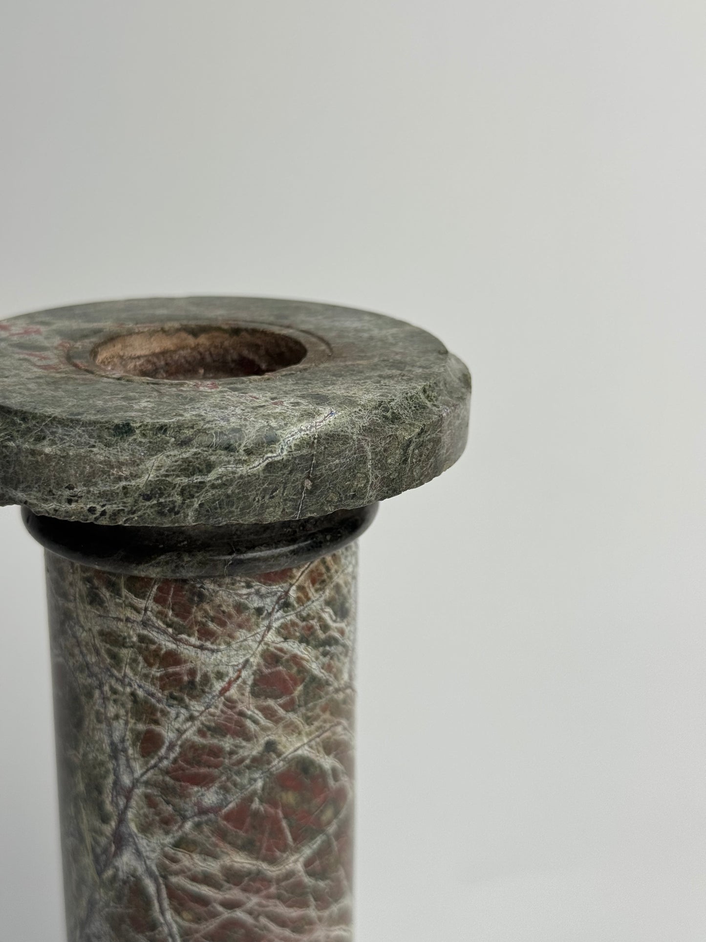Deep Brown Solid Marble Pillar Candle Holder
