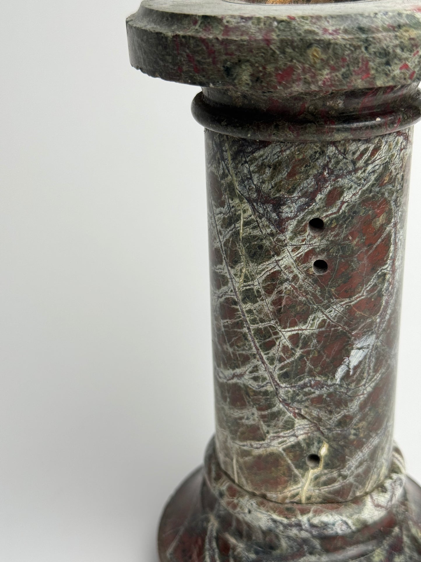 Deep Brown Solid Marble Pillar Candle Holder