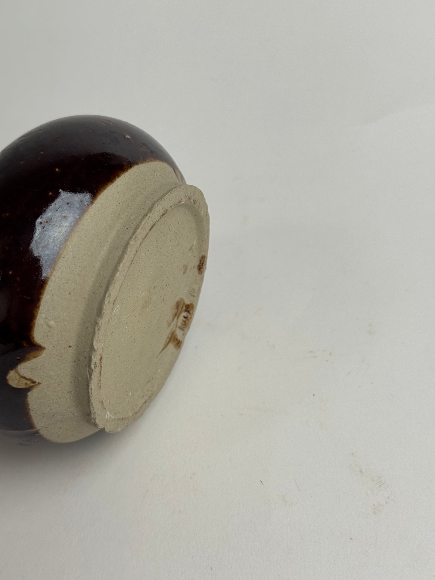 Low Vintage Brown Glazed Tea Jar
