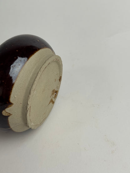 Low Vintage Brown Glazed Tea Jar