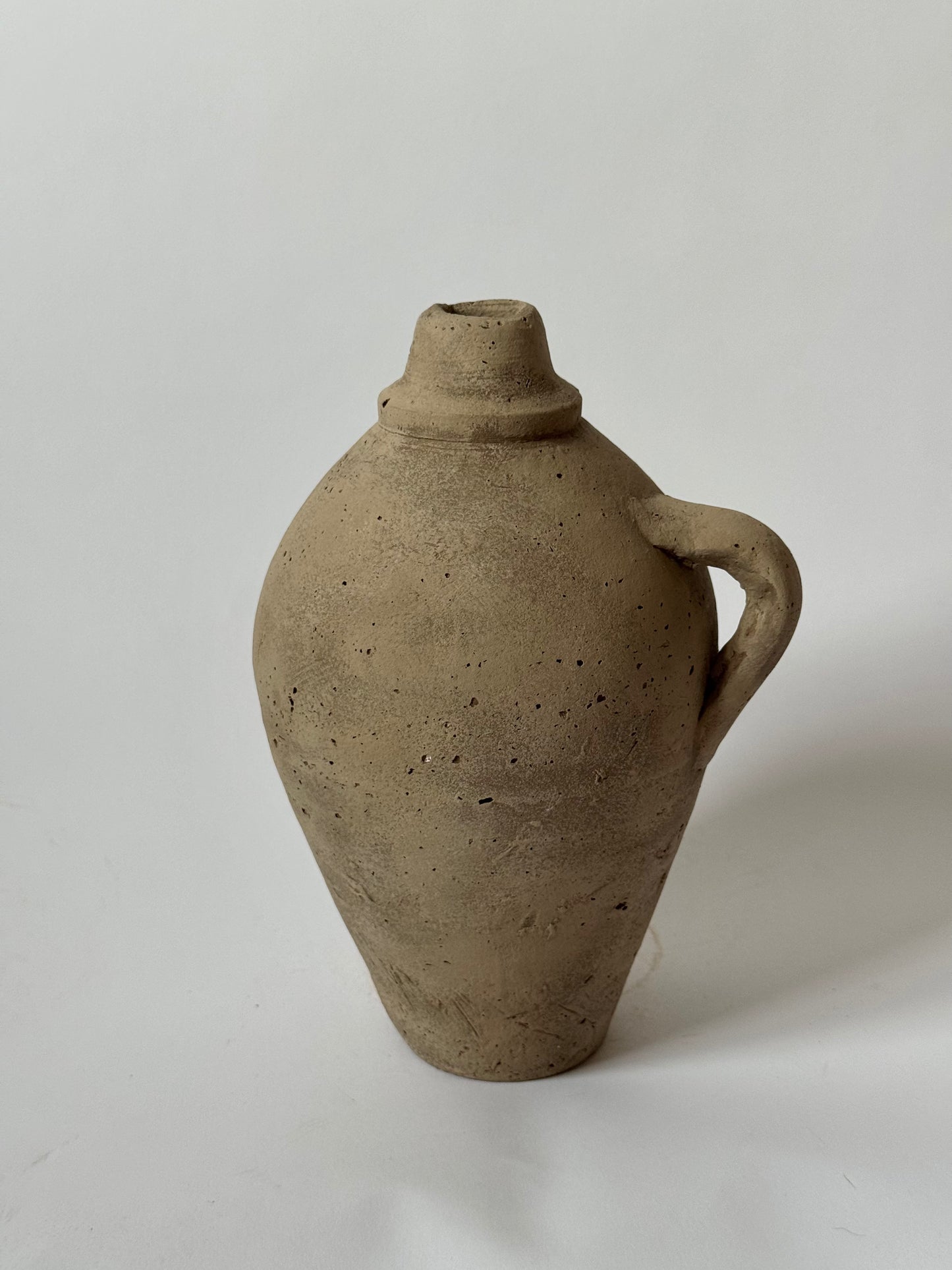 Up-Cycled | Beige Brown Handled Rounded Vessel