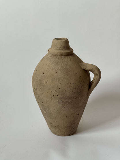 Up-Cycled | Beige Brown Handled Rounded Vessel