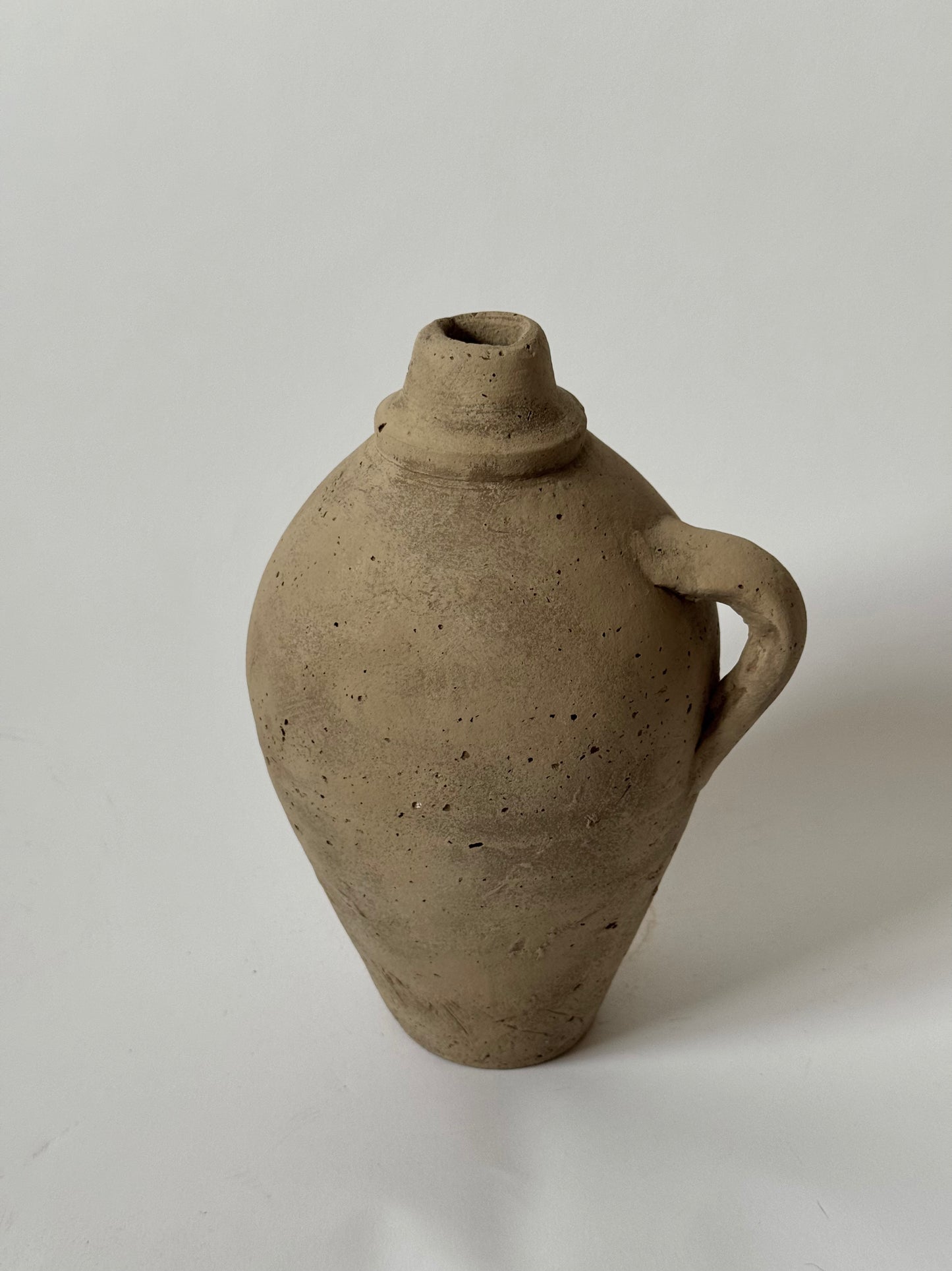 Up-Cycled | Beige Brown Handled Rounded Vessel