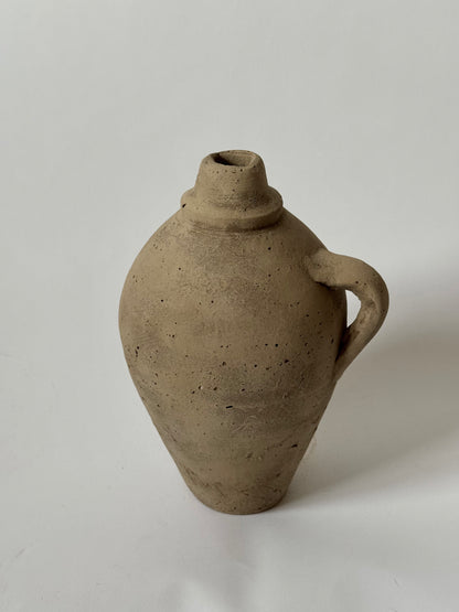 Up-Cycled | Beige Brown Handled Rounded Vessel