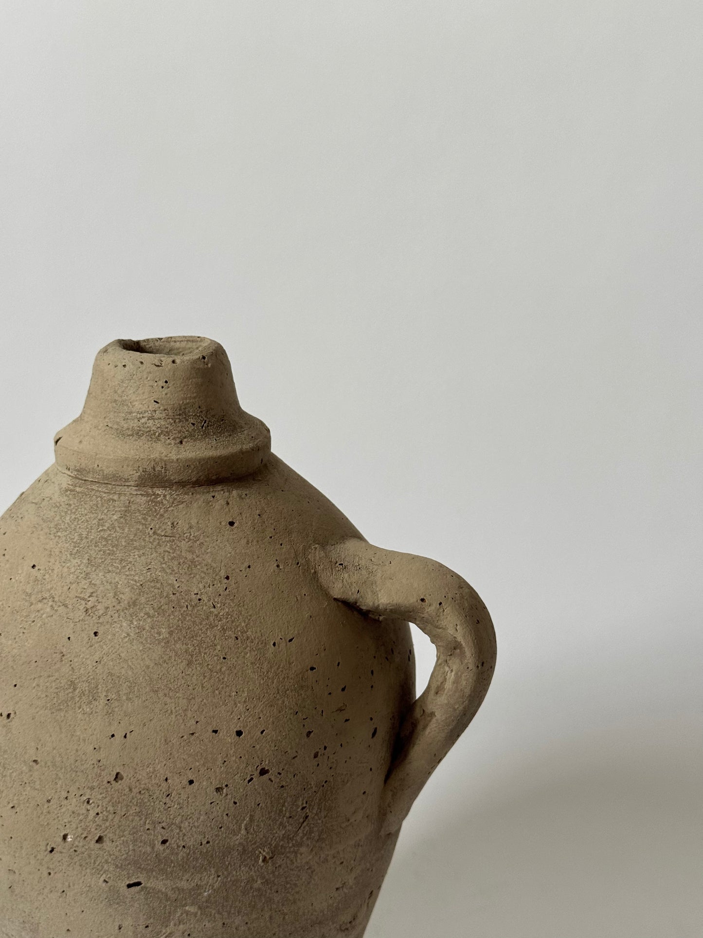 Up-Cycled | Beige Brown Handled Rounded Vessel