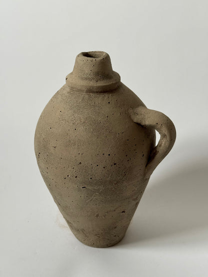 Up-Cycled | Beige Brown Handled Rounded Vessel