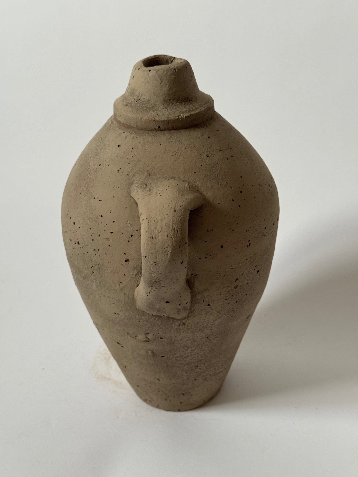 Up-Cycled | Beige Brown Handled Rounded Vessel