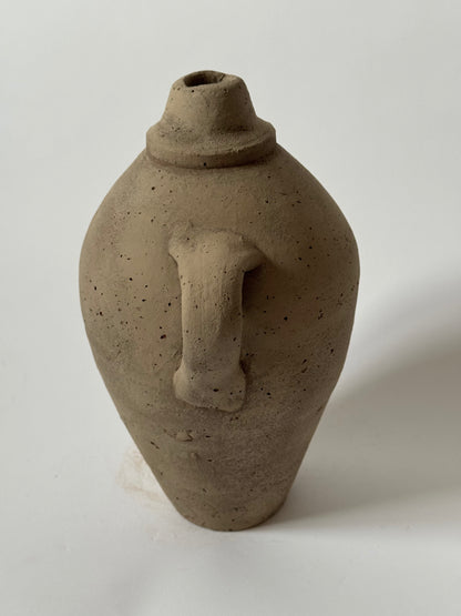 Up-Cycled | Beige Brown Handled Rounded Vessel