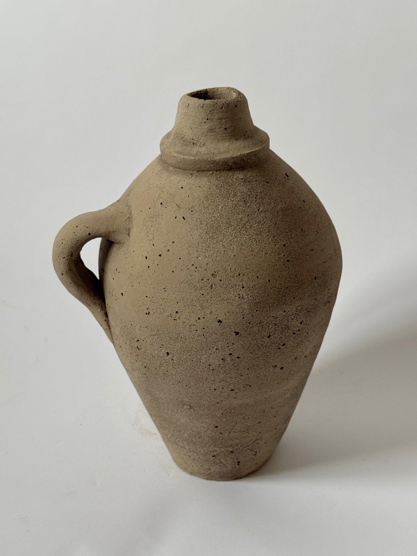 Up-Cycled | Beige Brown Handled Rounded Vessel