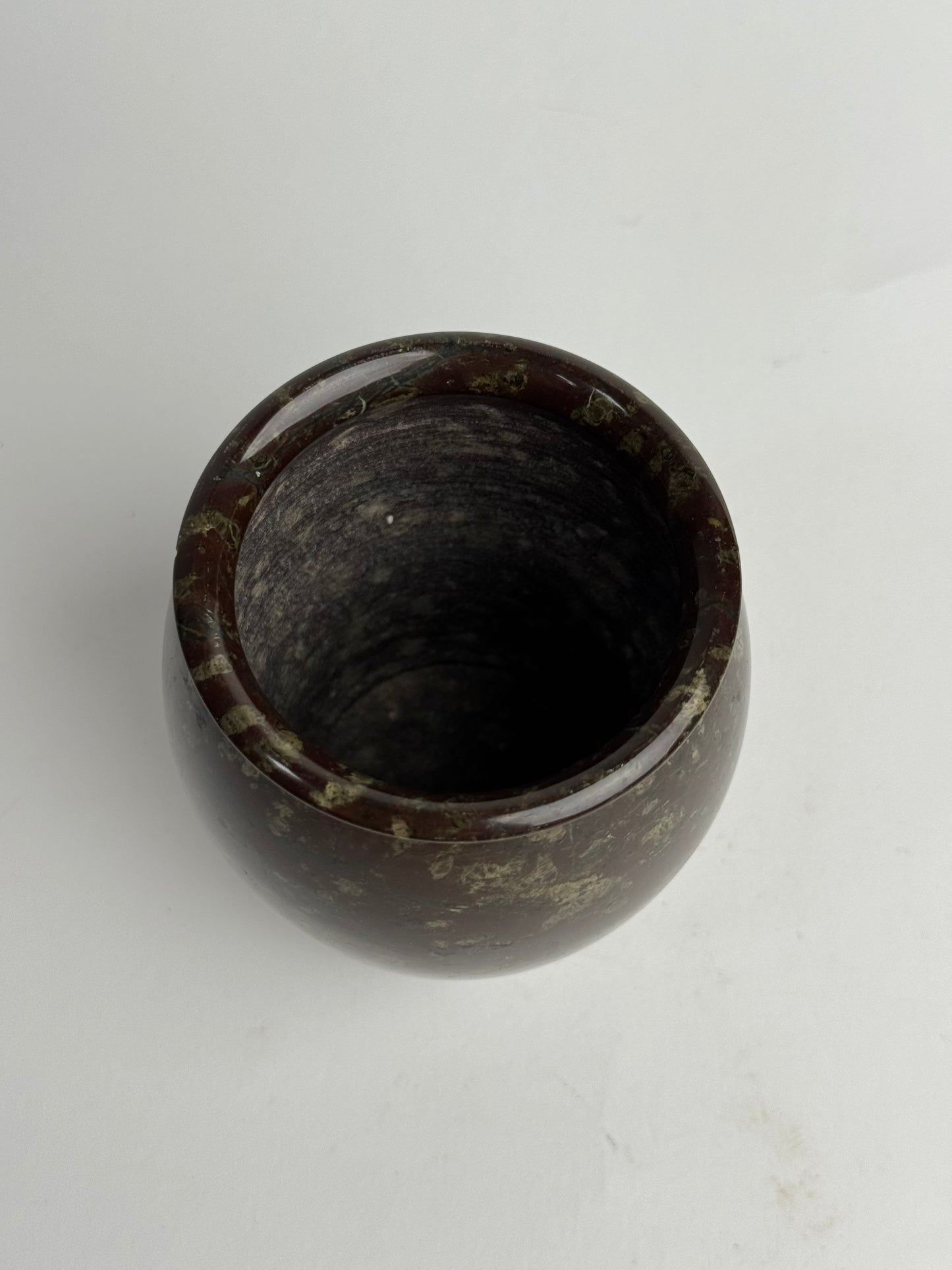Small Deep Brown Marble Pot