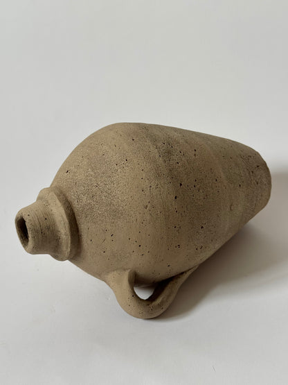 Up-Cycled | Beige Brown Handled Rounded Vessel