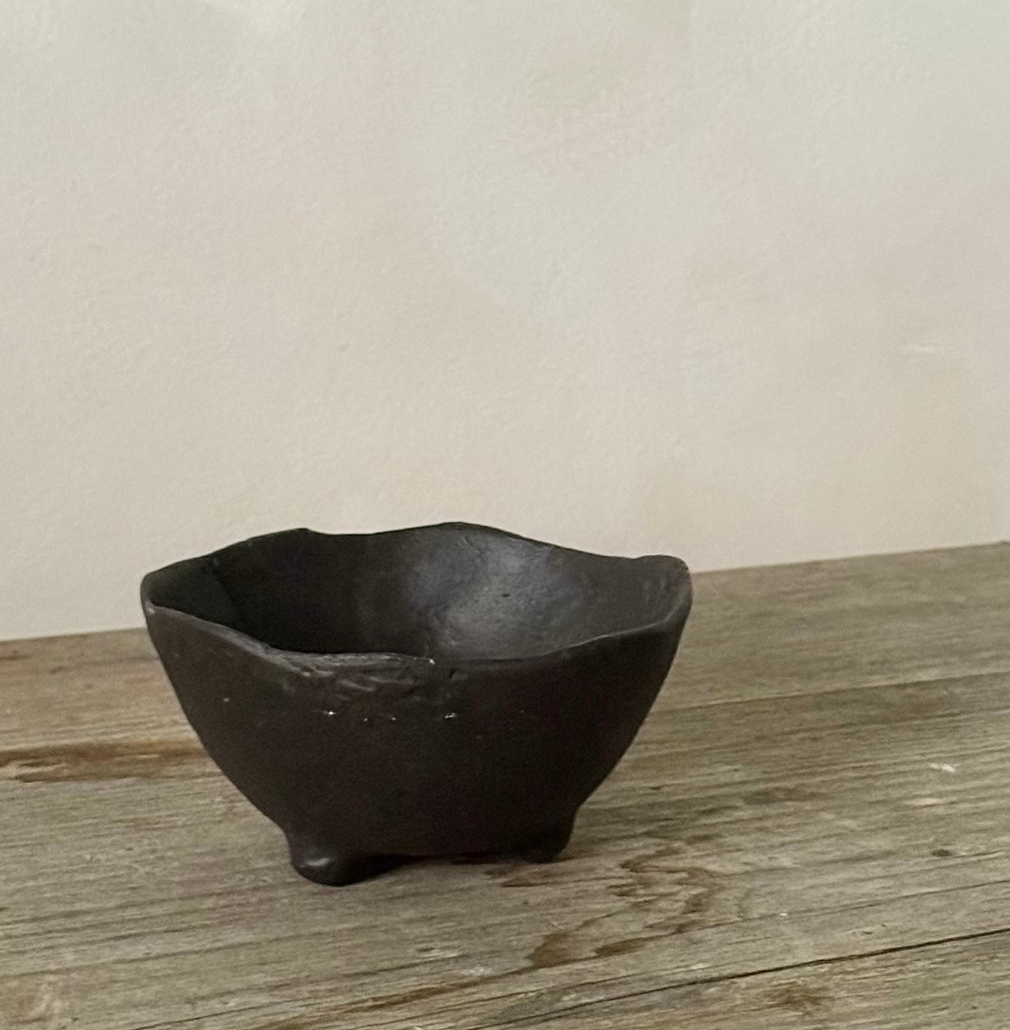 Up-cycled  |   Small wabi-sabi deep brown footed bowl