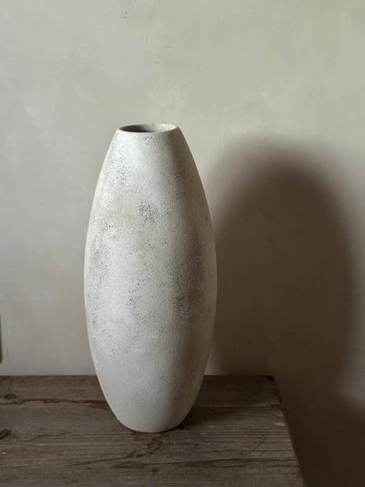 Up-cycled  |  stone effect off-white/beige slim vase
