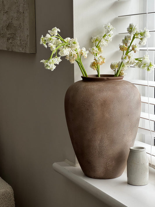 Up-cycled  |  WATERTIGHT warm beige earthy clay-like urn