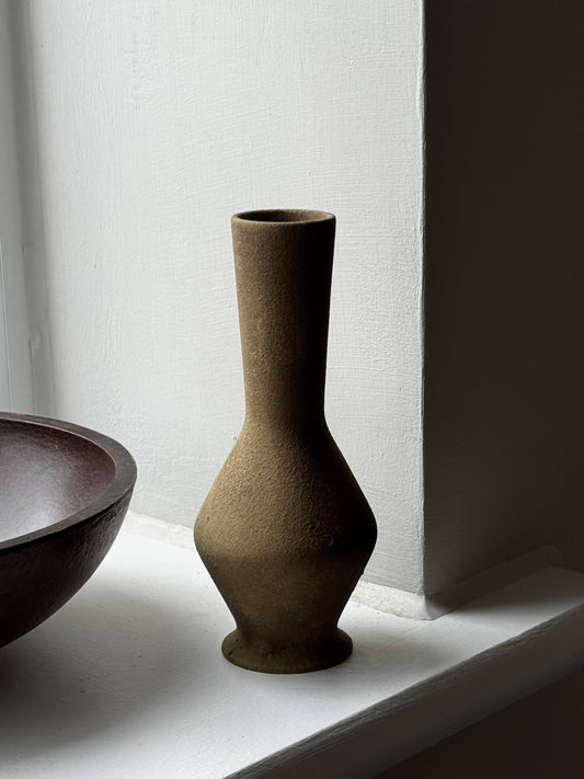 Up-cycled  |  small warm mid-brown tapered vase