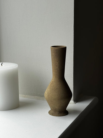 Up-cycled  |  small warm mid-brown tapered vase